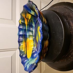 Vibrant Italian Redware Salt Glaze Multicolor Bowl 12"